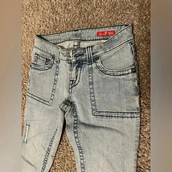 SEVEN7 Women’s Cotton Flare Light Denim Jeans size 28 - Picture 2 of 16